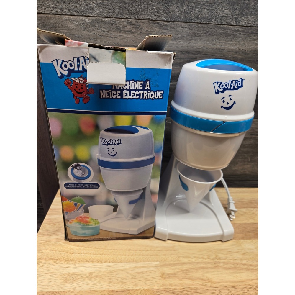 Kool-Aid Electric Snow Cone Maker White Blue Shaved Ice Machine with Box